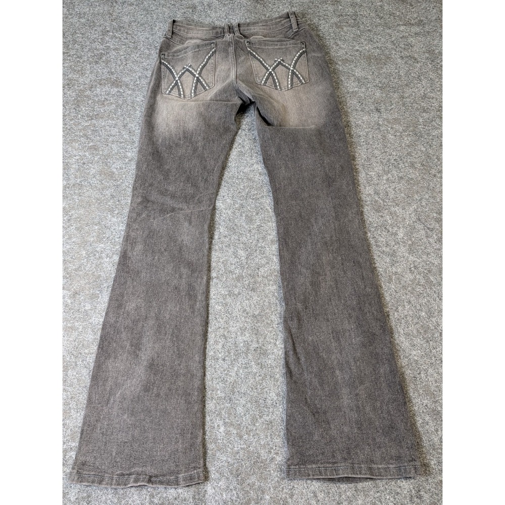 NWT Flamingo Black/Gray Stretch Jeans Size M Distressed Made For Curves Flare - Picture 5 of 10